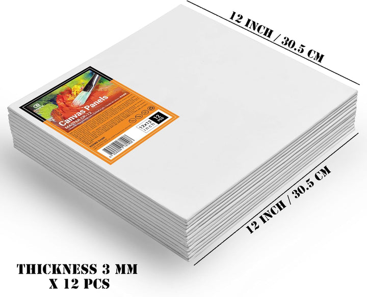ESENG® Malkarton, 100% Baumwolle, 3mm dick (30.5x30.5 cm | 12x12 Zoll, 12 Stück) 12x12 Zoll | 12 Stü