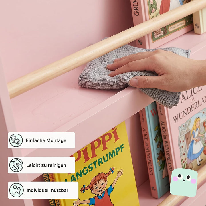 [en.casa] Kinder Bücherregal Virer Kinderregal mit 3 offenen Fächern Aufbewahrung Montessori Standre
