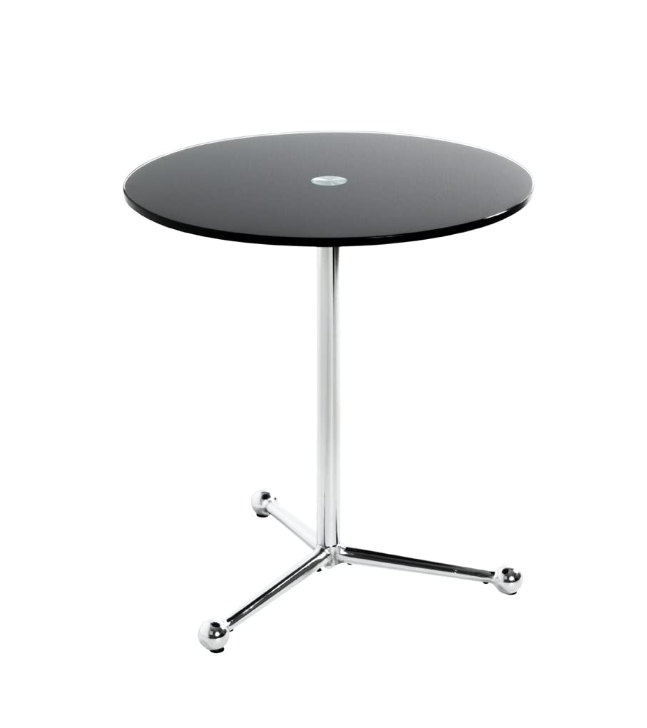 HAKU Beistelltisch Chrom, schwarz, Metall, Sicherheitsglas 10 mm - Masse: H 50 cm x Ø 45 cm, Style:
