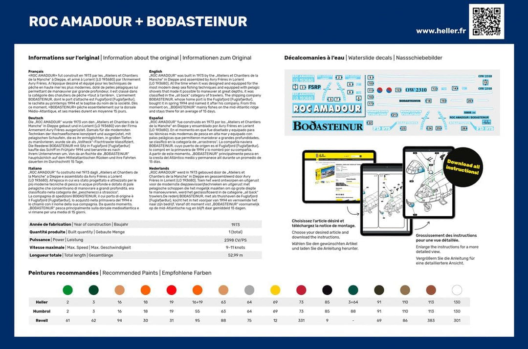 Heller Maquette Bateau : Starter kit : ROC amadour + Bodasteinur Twinset