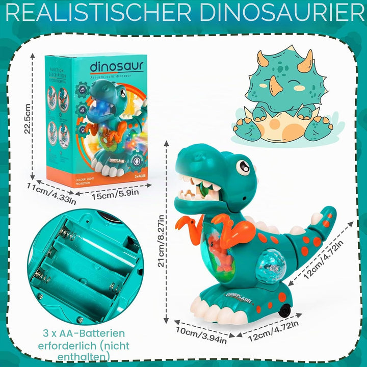 Spielzeug ab 1 Jahr, Musik Licht Krabbelnde Dinosaurier Baby Spielzeug ab 12 Monate Baby Sensorische