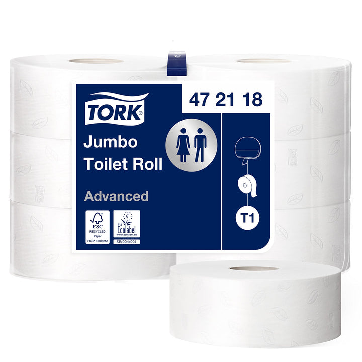 Tork Jumbo Toilettenpapier Weiss T1, Advanced, 2‑lagig, 6 × 380 m, 472118