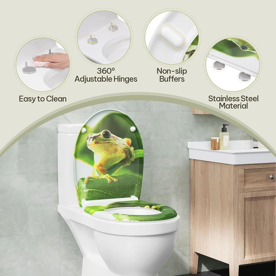 eSituro Toilettendeckel, WC Sitz mit Absenkautomatik, Klodeckel mit Schnellverschluss, 360° verstell