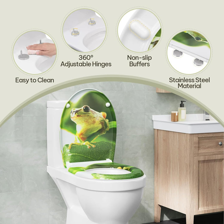 eSituro Toilettendeckel, WC Sitz mit Absenkautomatik, Klodeckel mit Schnellverschluss, 360° verstell