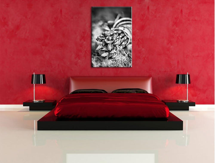 Pixxprint Monocrome, Frischer knackiger Spargel auf Holztisch, Format: 100x70 auf Leinwand, XXL ries