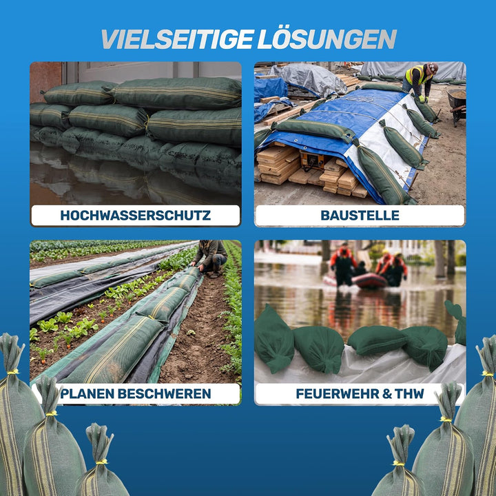 20x Sandsäcke - Sandsack Hochwasserschutz – Silosandsäcke ungefüllt – Silosäcke Wassersperre Hochwas