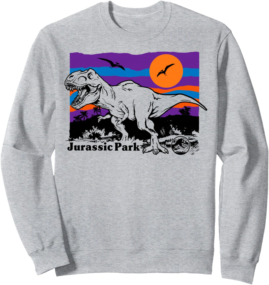 Jurassic Park T-Rex Multi-color Sunset Portrait Sweatshirt