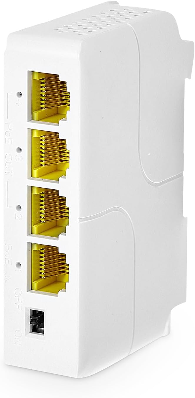 MokerLink 4 Port Gigabit PoE Extender, IEEE 802.3 af/at PoE Repeater, 10/100/1000Mbps, 1 PoE in 3 Po