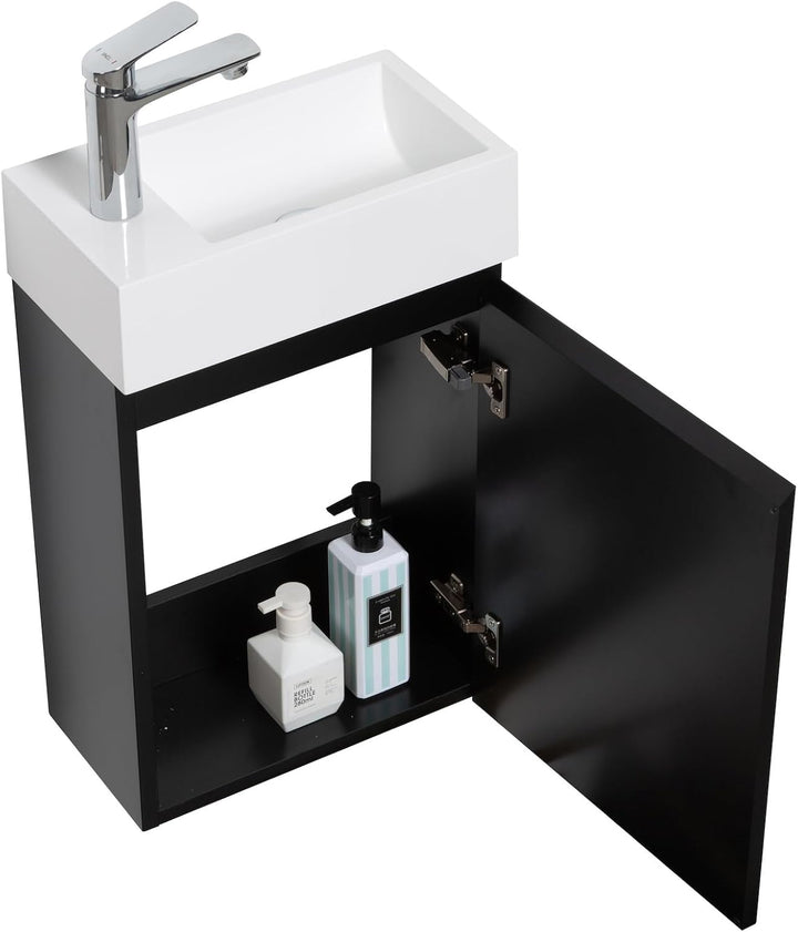 WC Badmöbel Angela 40x22 cm Matt schwarz - Schrank Waschbecken Badezimmer Toilette Mat Schwarz 40cm,