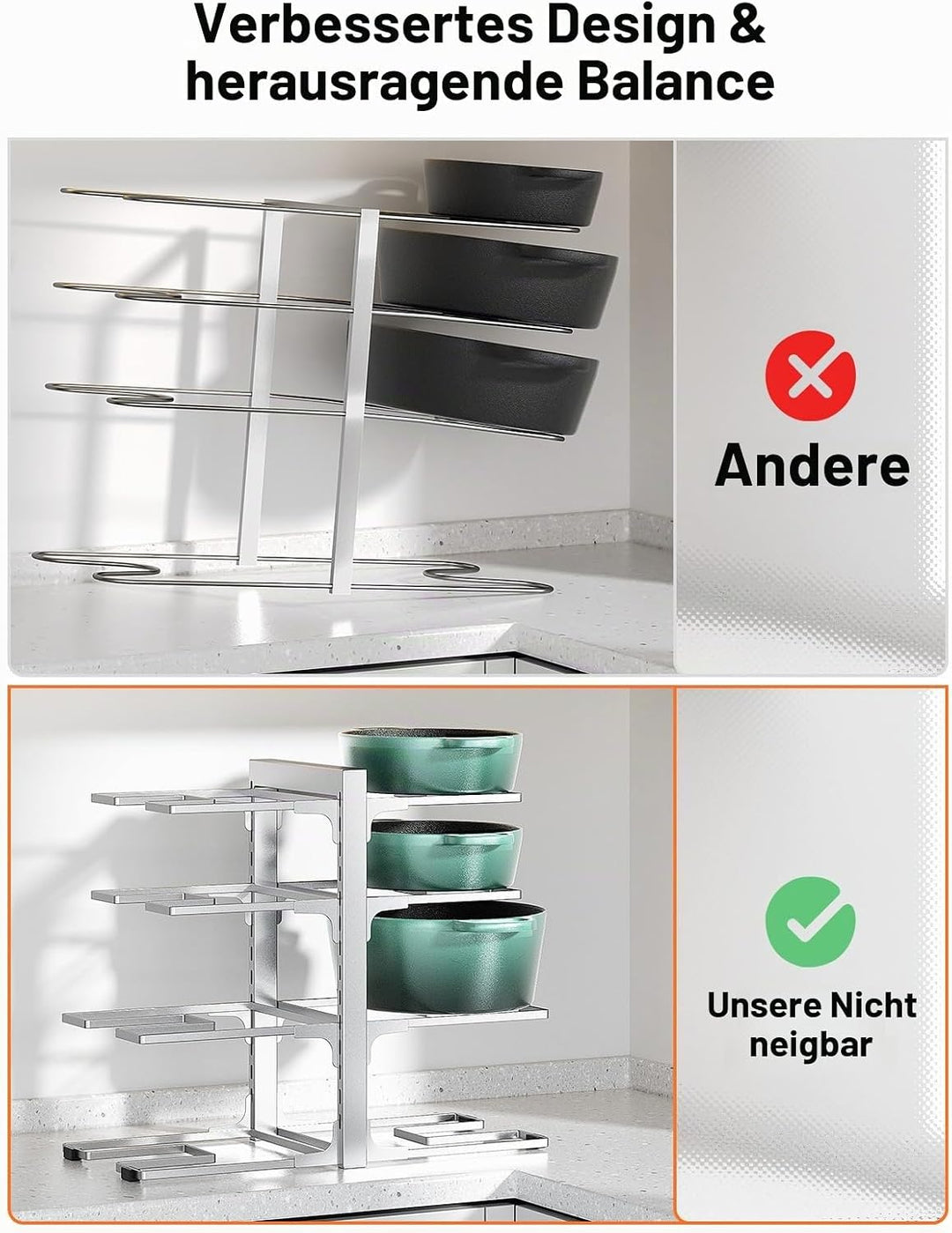 MUDEELA Topf- und Pfannen-Organizer unter dem Schrank, robuster Topf- und Pfannen-Organizer, Küchens