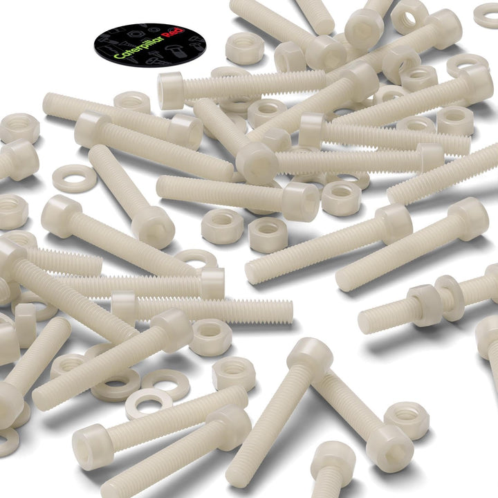 50 x Nylon-Inbusschrauben, M6 x 40mm, Kunststoff Maschinenschrauben, Kunststoffschrauben, Muttern &amp;
