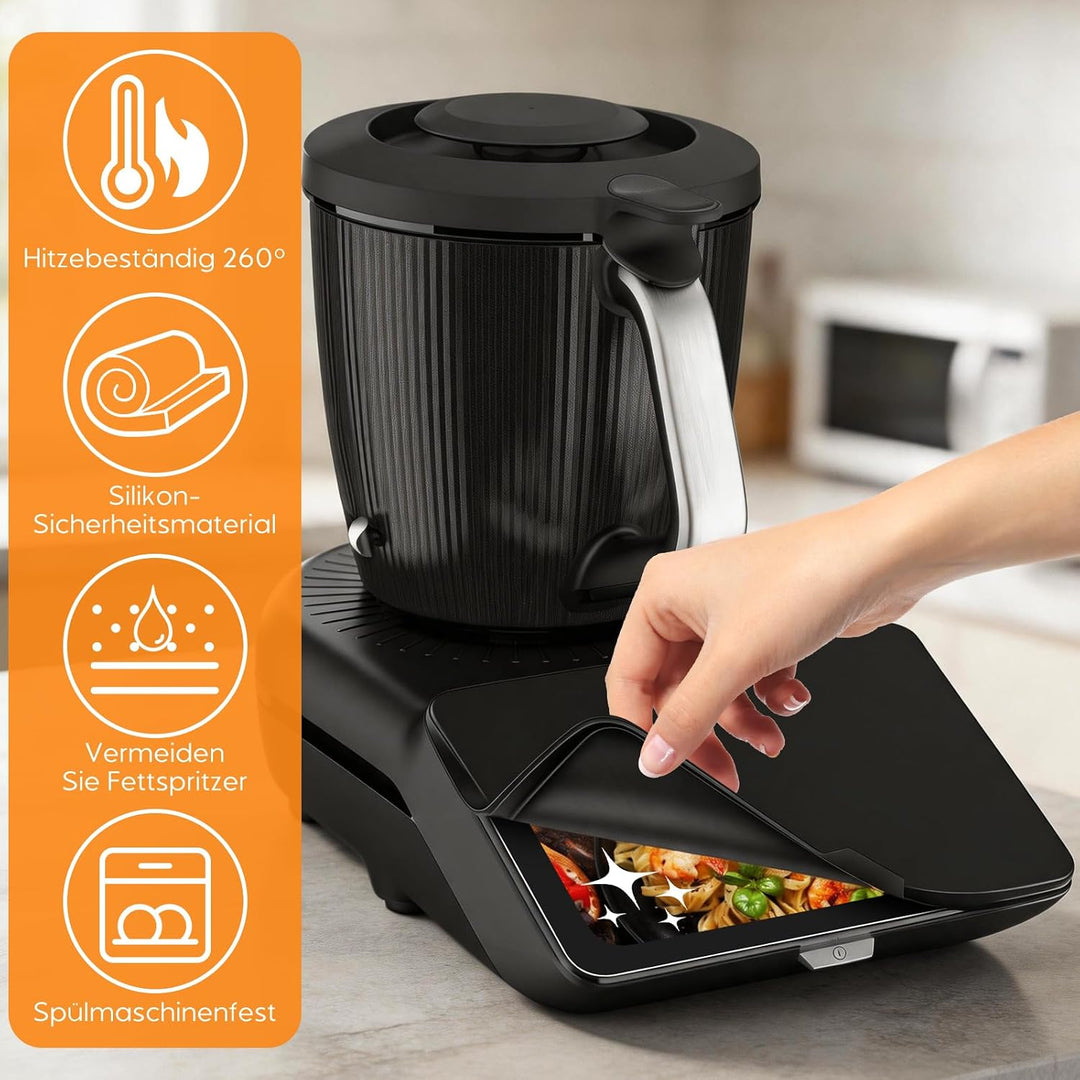 3-in-1 Displayschutz Set für Thermomix TM7 – Silikon Displayabdeckung + 2x 9H Panzerglas Schutzfolie
