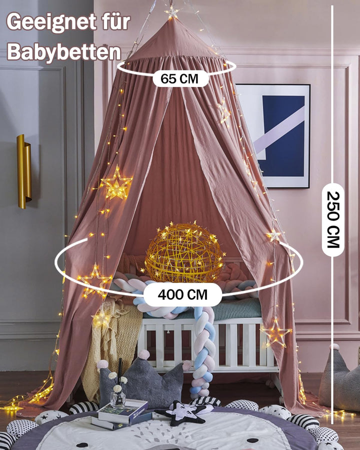 Surwin Moskitonetz Betthimmel Madchen Jungen Kinder Babybett, Rund Baldachin Mückennetz Einzelbett k