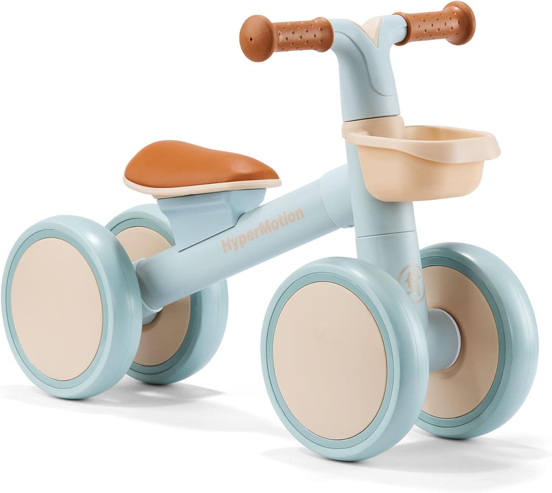 HyperMotion TOBI MINI Blaues 4-Rad Laufrad für Kinder 12–36 Monate, Leichtes Rutschfahrzeug mit Korb
