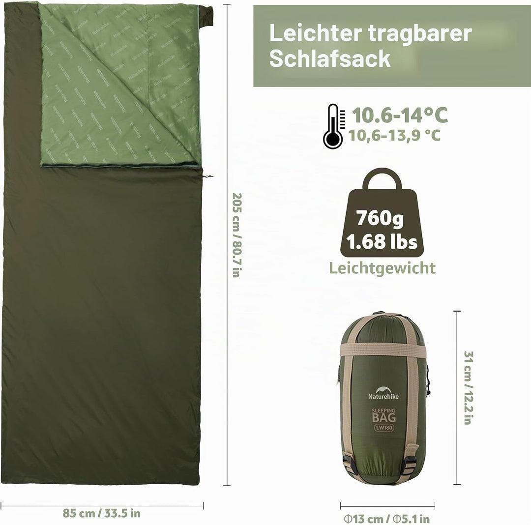 Naturehike Schlafsack Ultraleicht Mini Kleines Ultraleicht 680/760g für 3 Jahreszeiten mit 190x75/20