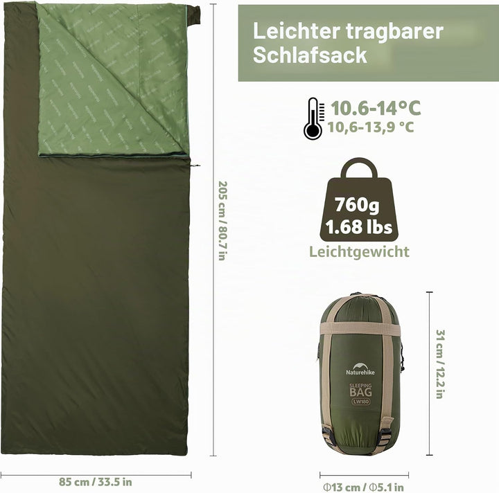 Naturehike Schlafsack Ultraleicht Mini Kleines Ultraleicht 680/760g für 3 Jahreszeiten mit 190x75/20