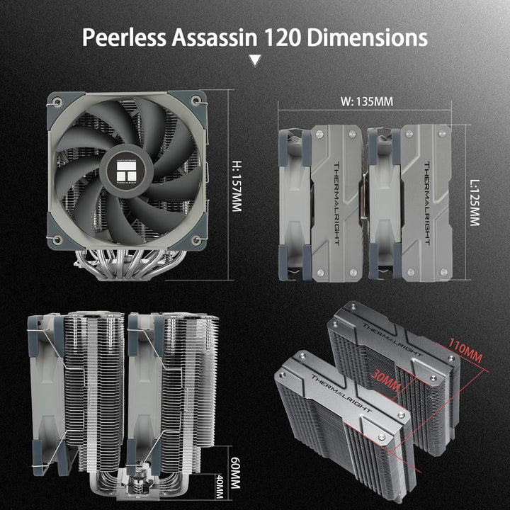 Thermalright Peerless Assassin 120 CPU-Luftkühler, PA120, 6 Heatpipes -Kühler, zwei 120mm TL-C12-PWM