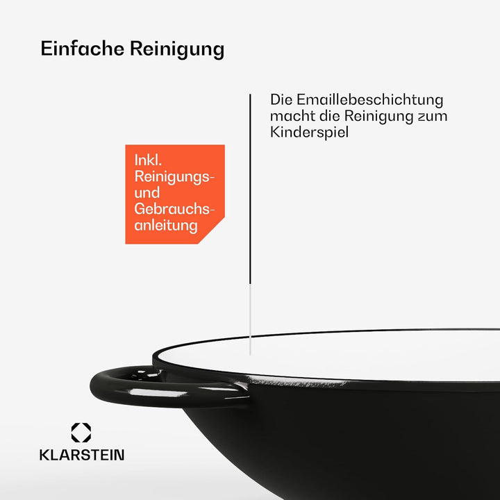 ToCis Big BBQ Wok-Pfanne aus Gusseisen, Emaillierte Pfanne &amp; Wok, Grosse &amp; Tiefe Beschichtete Pfanne