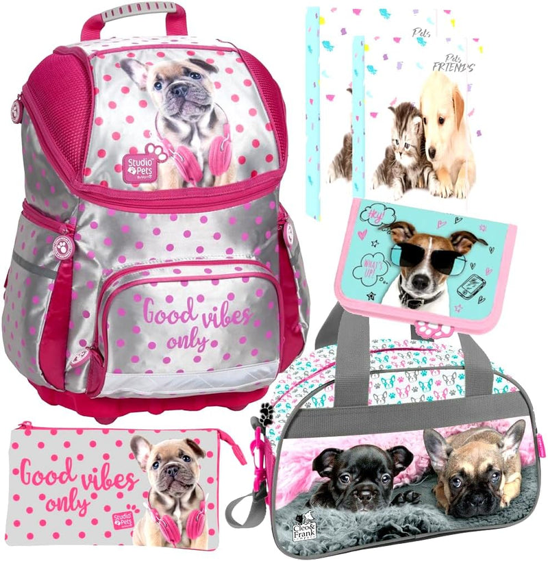 Hund Dog 4 Teile Set Schulranzen RANZEN Tasche Rucksack Tornister Schulrucksack inkl. Sticker von Ki