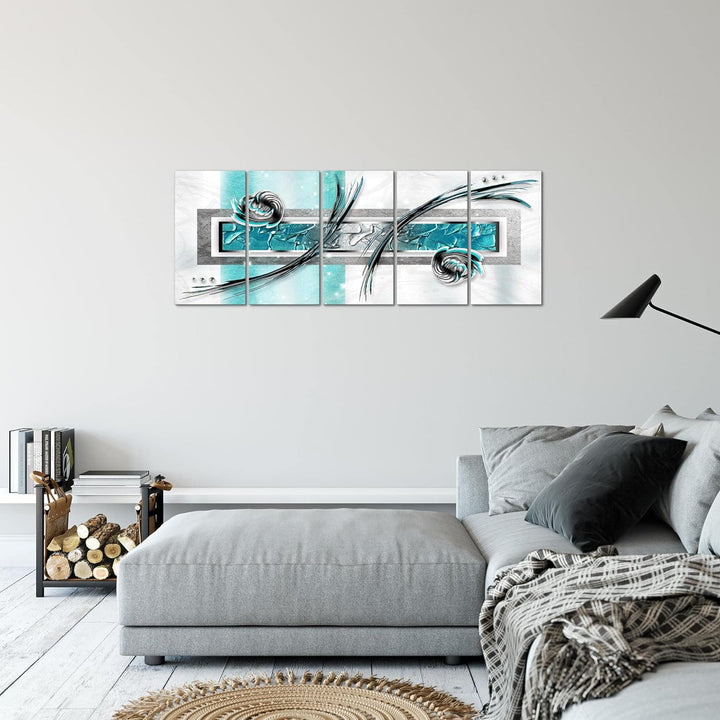 Runa Art Bild Abstrakt Wandbilder auf Vlies Leinwand 5 Teilig Wanddekoration Wohnzimmer Schlafzimmer