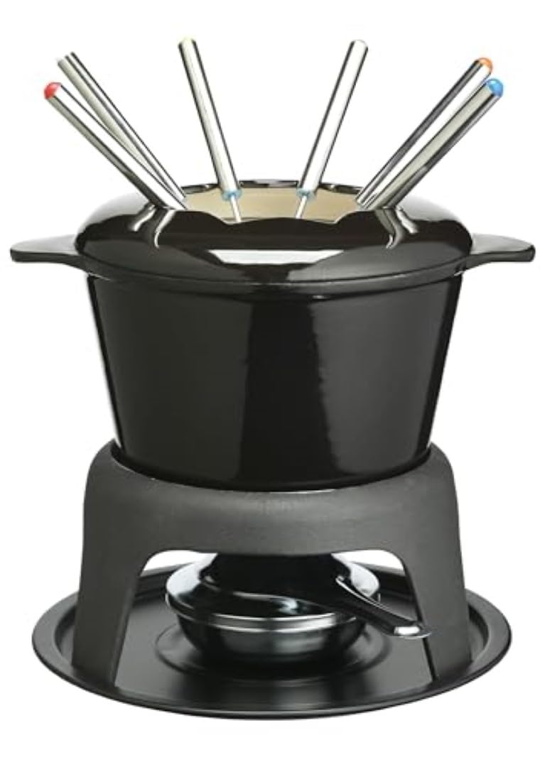 Kitchen Craft MasterClass Fleisch-/Käse-/Schokoladen-Fondue-Set aus Gusseisen, mit Sechs Edelstahlga