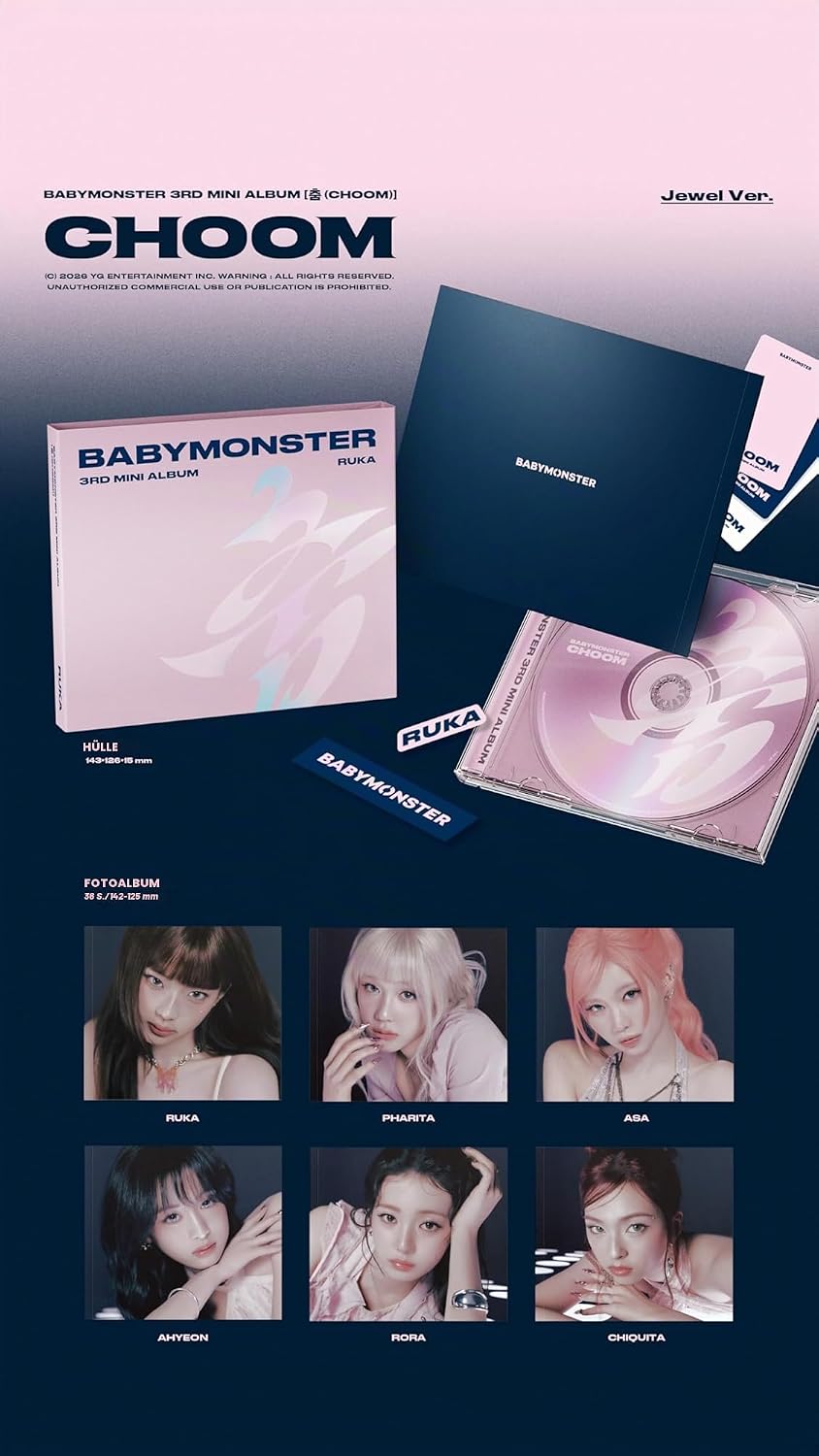 (3 Versionen Set: 1 Standard + 1 Juwel + 1 Schlüsselanhänger) Baby Monster Choom 3. Mini-Album mit T