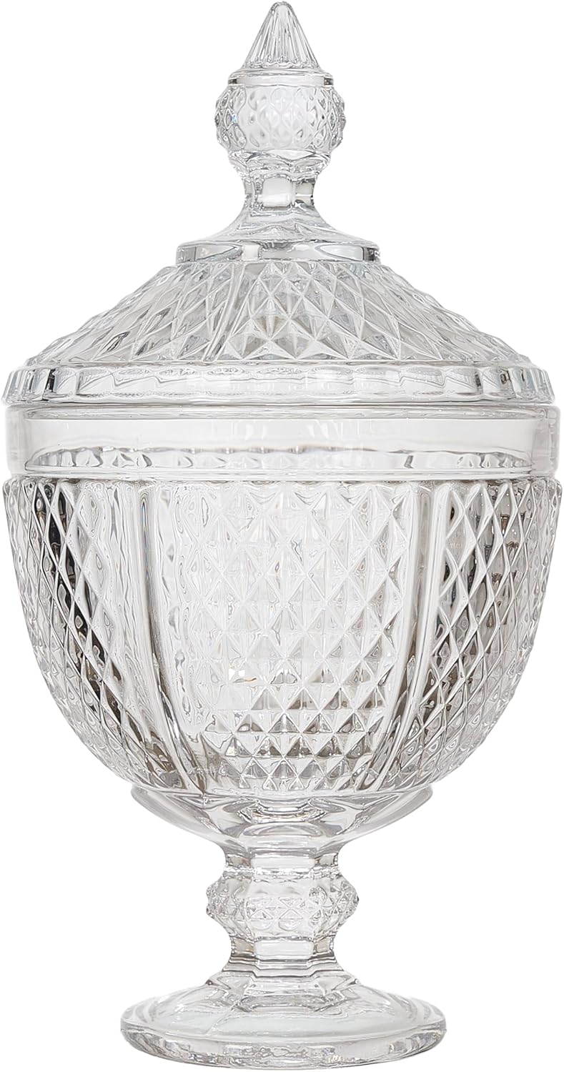 HOME DECO FACTORY, KA0543, Designer Candy Box in transparent Glass, Diamond Shape, ideal for Candies