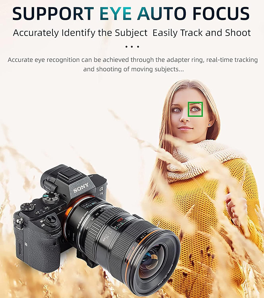 VILTROX EF-E5 Objektivadapter Autofokus Adapter kompatibel mit EF/EF-S Objektiv auf Sony E-Mount Kam