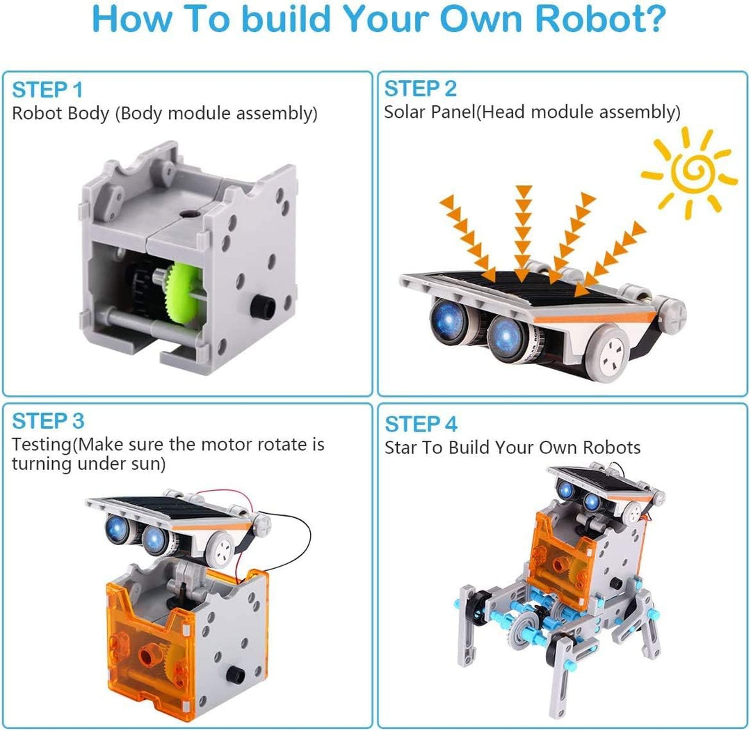 ACELIFE STEM Solar Roboter Kit, 12-in-1 DIY Bauspielzeug Angetrieben durch Solarenergie, Konstruktio