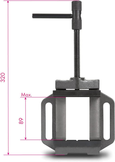 EBERTH Maschinenschraubstock aus Grauguss und Stahl, Backenbreite 100mm, Max. Spannbreite 89mm, Masc