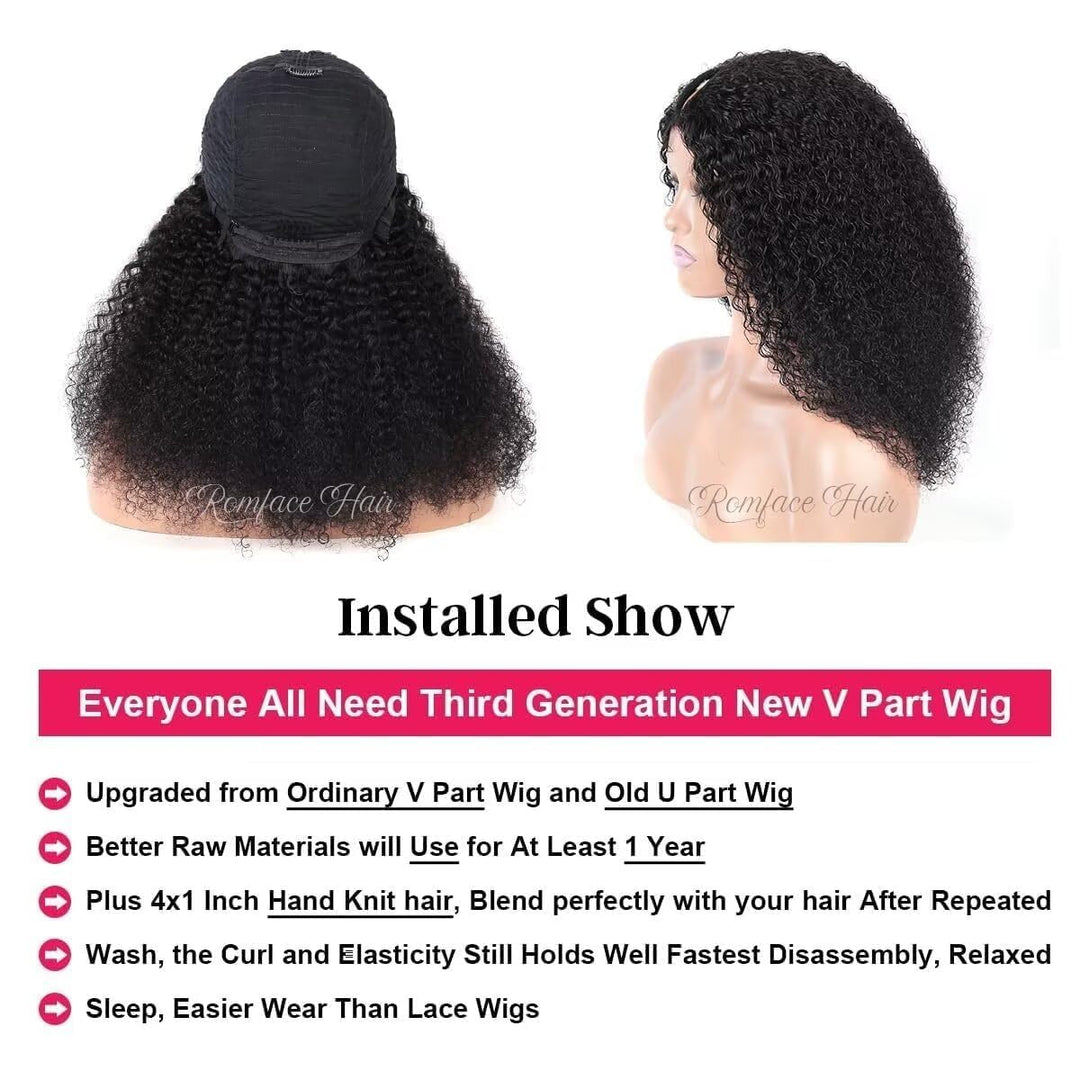 Echthaar Perücke 180% Density Real Hair Wig Human Hair Wigs For Women V Part Real Lockiges Menschlic
