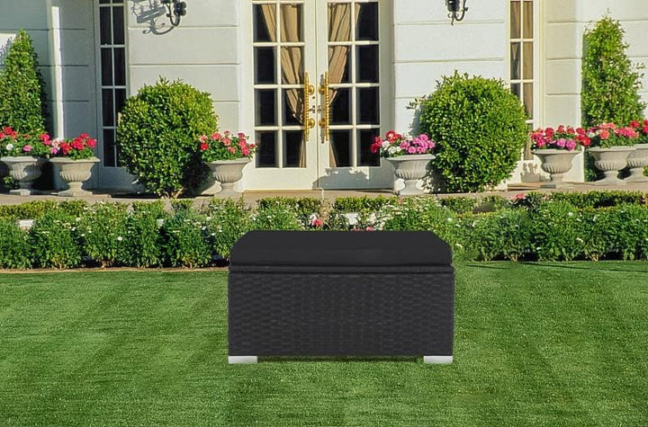 Mingone Hocker Rattan Outdoor mit Kissen Rattansofa Gartenmöbel-Set Sitzhocker Gartensofa für Terras