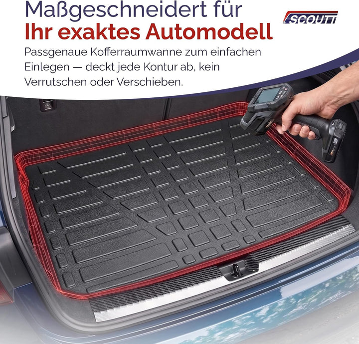 SCOUTT | Kofferraumwanne Laderaumwanne Kompatibel mit Passat B8 Kombi 2014-2023, mit Hoher Rand, Kof