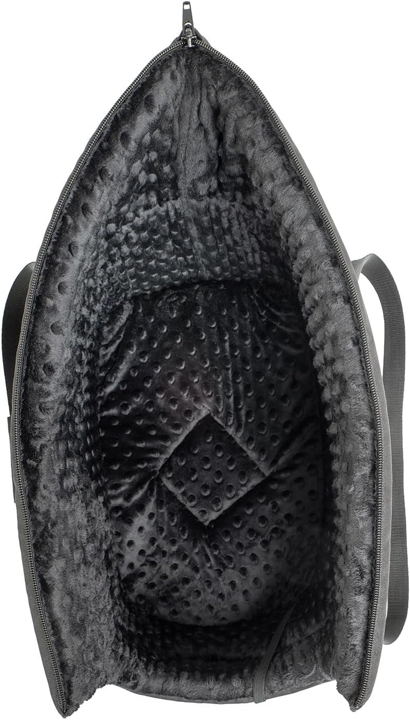 BOUTIQUE ZOO Hundetasche - Schwarz Schwarz/Minky, L bis 12 kg - Tragetasche für kleinen und mittlere