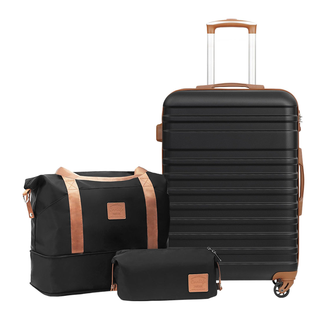 COOLIFE Koffer Trolley Koffer Reisekoffer von ABS Hartschalen Trolley 4 Rollen TSA-Schloss Der Koffe