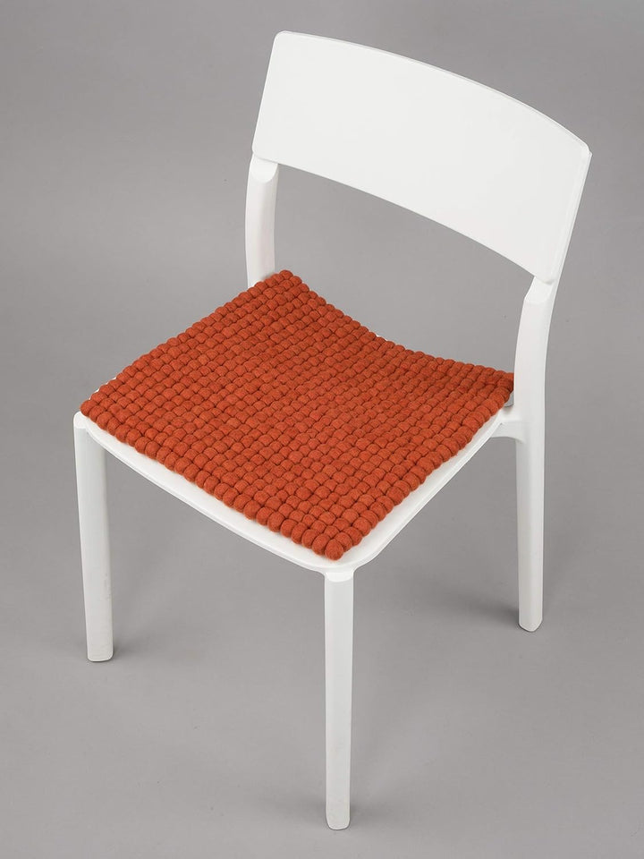 myfelt Filzkugel-Sitzauflage Stuhlauflage - Lora - quadratisch, 36x36 cm, Rostrot, Rostrot