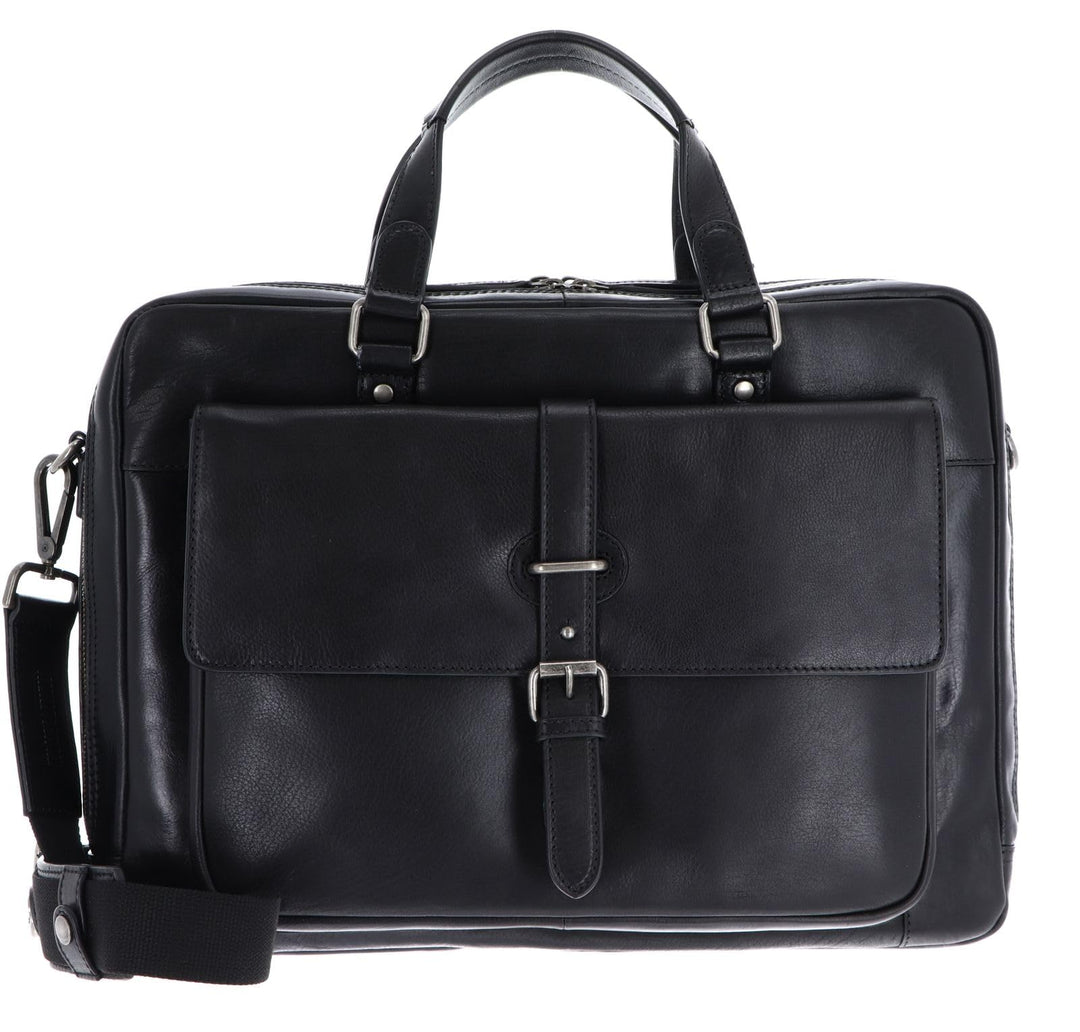 Leonhard Heyden Roma - Aktentasche 2 Fächer. mit Vortasche Leder 15" 41 cm schwarz, Schwarz