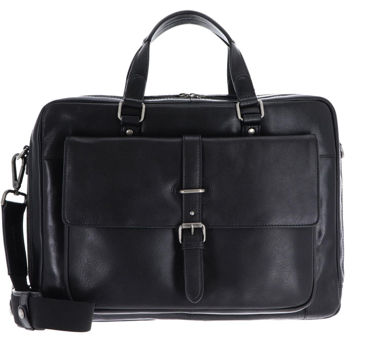 Leonhard Heyden Roma - Aktentasche 2 Fächer. mit Vortasche Leder 15" 41 cm schwarz, Schwarz