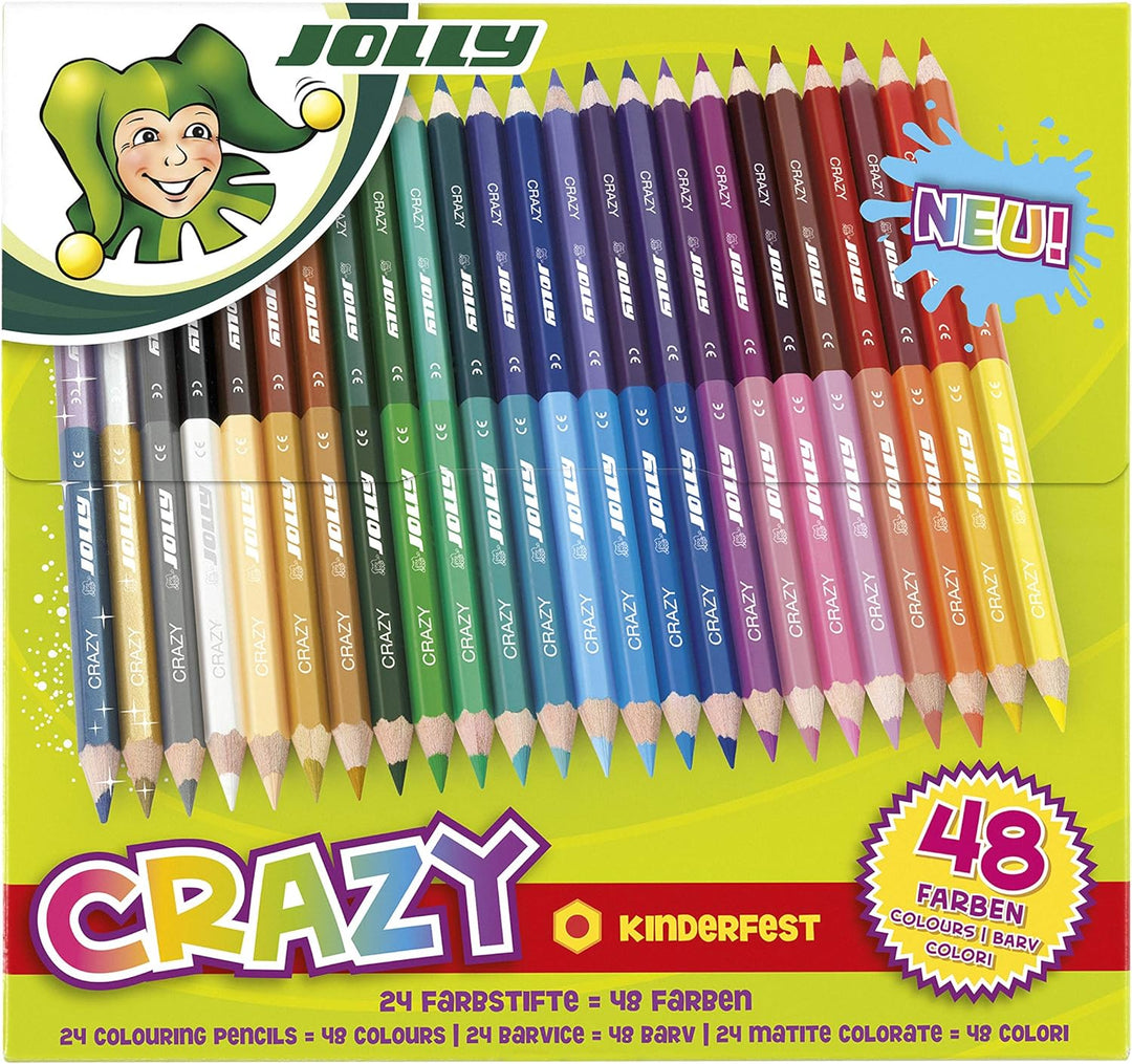 JOLLY Superstick Crazy Farbstifte 24 Stifte mit 48 Farben &amp; Superstick Neon Buntstifte Farbstifte |