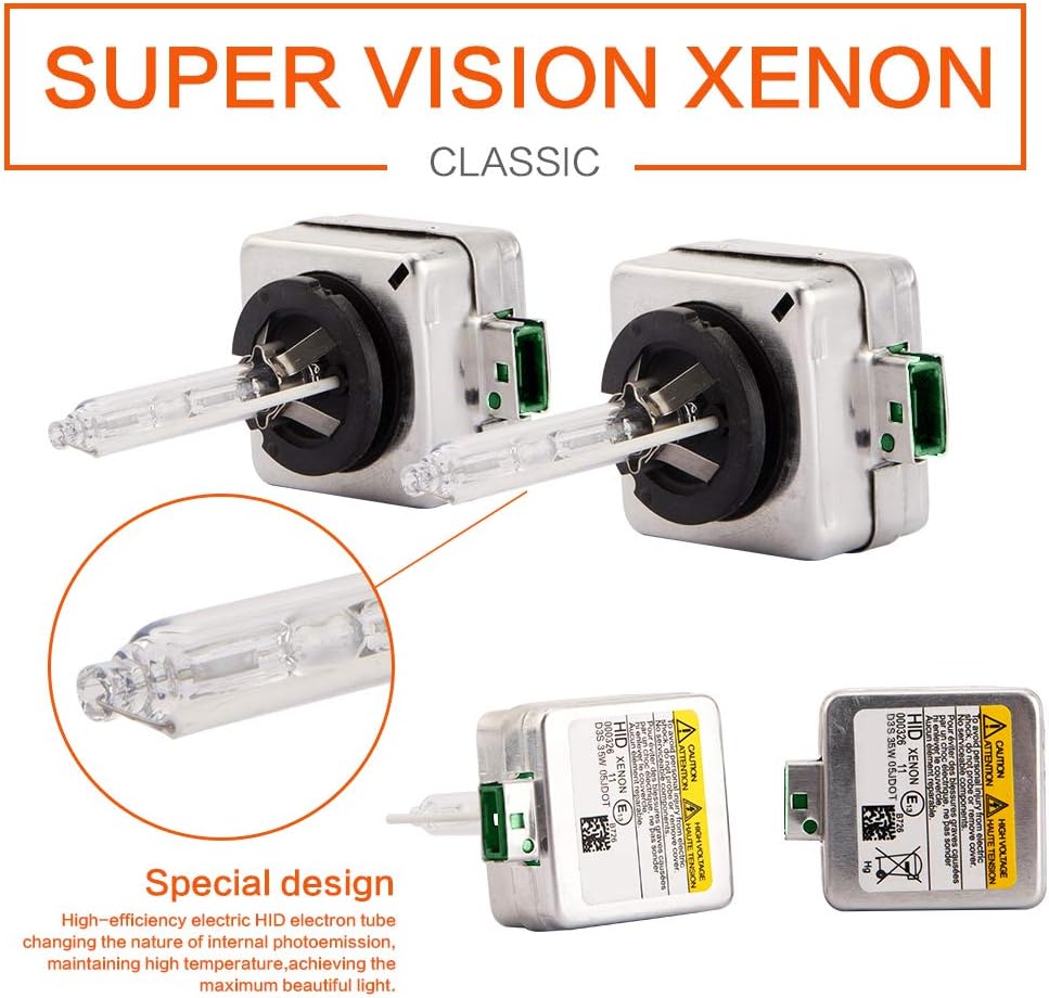 Ricoy 12V D3S Hid Xenon Brenner Scheinwerferlampe-12000K 35W Ersatzlicht 2 Stück, 12000k