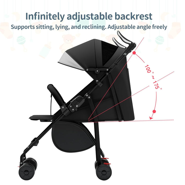 Buggy, Kinderwagen Zusammenklappbar mit Wattepads und Moskitonetzen, Reise-Kinderwagen mit Liegefunk