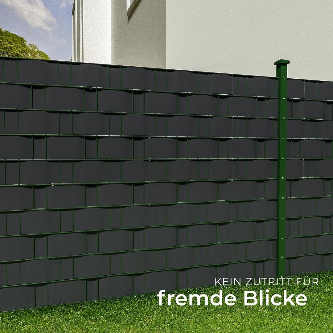 TecTake PVC Sichtschutzfolie Sichtschutzstreifen inkl. Befestigungsclips 450g/m² - Diverse Modelle -