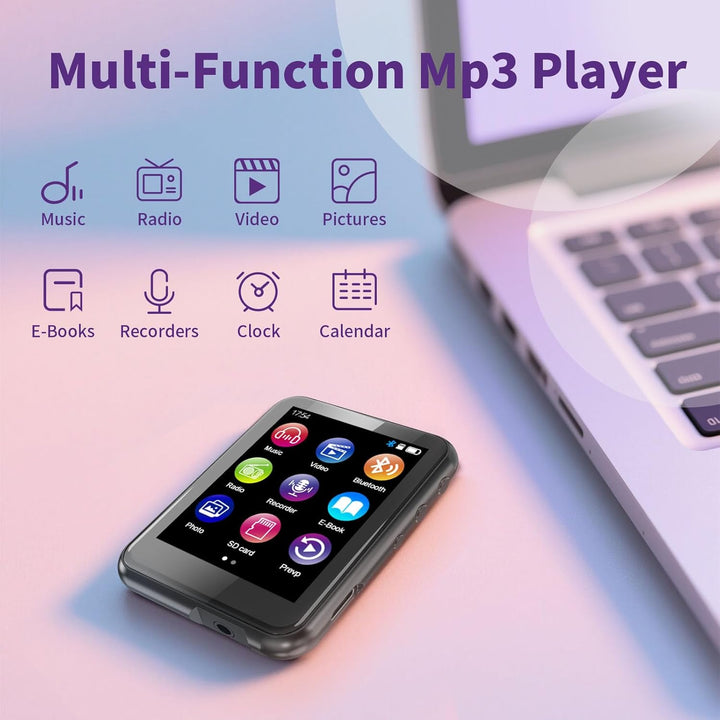 64 GB MP3-Player mit Bluetooth 5.3, 2,4-Zoll-Touchscreen, FM-Radio, Sprachaufzeichnung, Hi-Fi-Sound,
