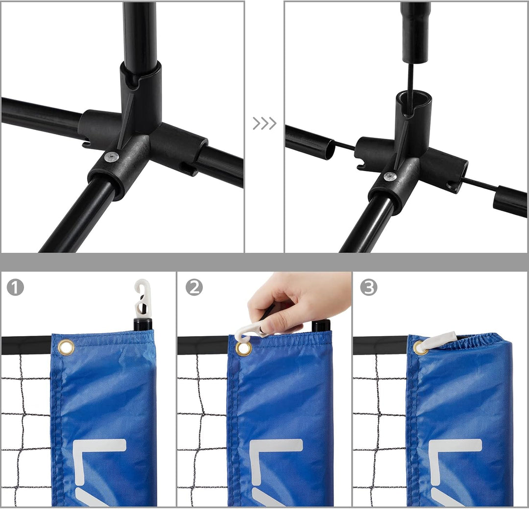 LARMNEE Badminton Netz, Tennisnetz, 300cm|400cm|500cm Federballnetz höhenverstellbar, Set bestehend