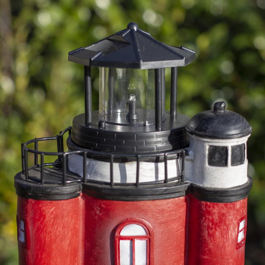 colourliving Leuchtturm Roter Sand mit LED Blinklicht Leuchtturm Solar für Draussen Maritime Dekorat