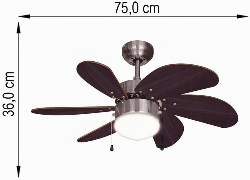Bestron Deckenventilator mit Beleuchtung, 3 Geschwindkigkeitsstufen &amp; grosse Flügelspannweite von Ø7