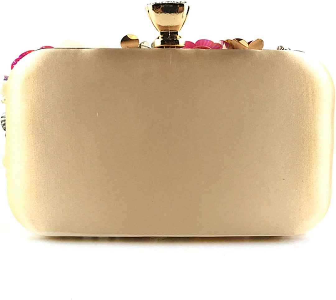 Jywmsc Damen Clutches Blume Abendtasche Handtasche Hochzeit Clutch Party Tasche Gold, Gold