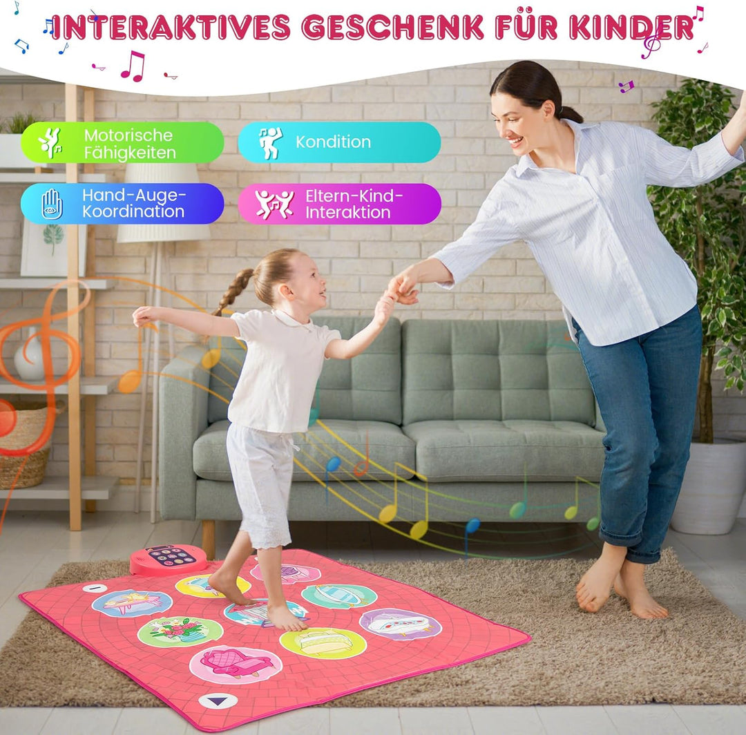 COSTWAY Tanzmatte Kinder, Musikmatte mit 5 Herausforderung Modi & 9 Klavierklängen & 9 Demo, Geburts