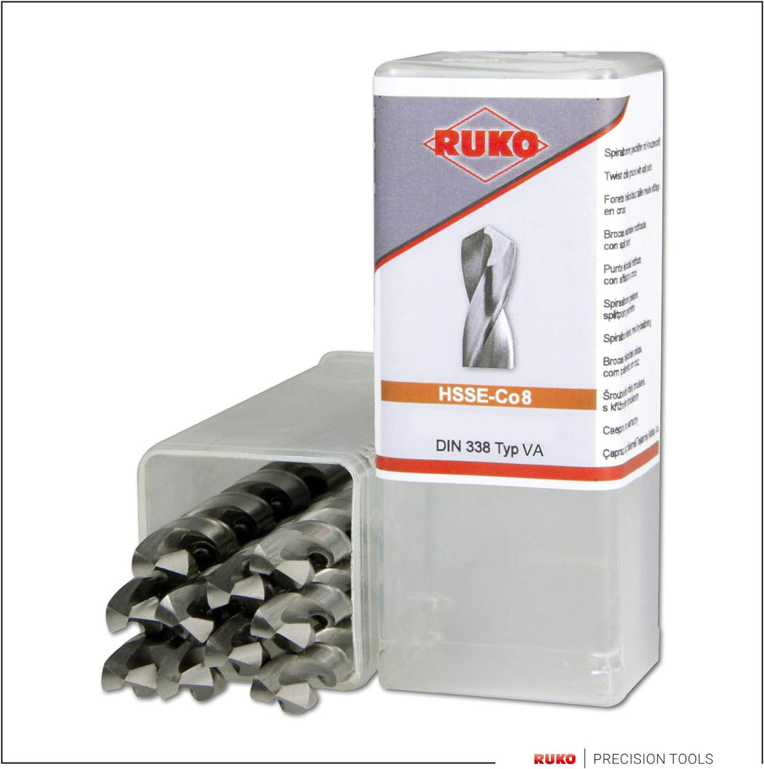 RUKO Spiralbohrer DIN 338 Typ VA HSSE Co 8 Ø 6,0 x 93 x 57 mm