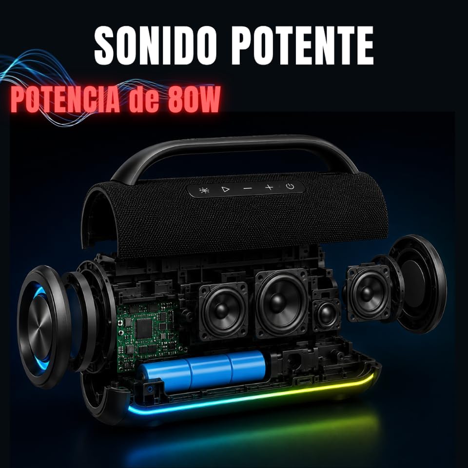 DYNASONIC S90 – IPX7 tragbarer Bluetooth Lautsprecher. Kabelloser Outdoor Lautsprecher. Stereoanlage